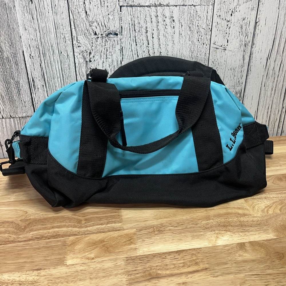 LL Bean Adventure Duffle Bag Blue/Black Travel Gym Overnight 17"x9"x9"‎